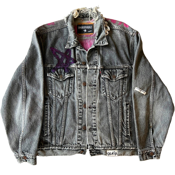 UFY Buddha Handpainted Black Denim Jacket