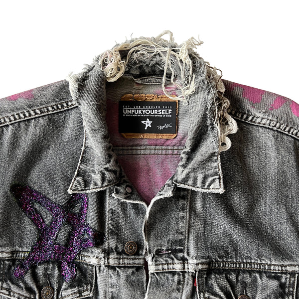 UFY Buddha Handpainted Black Denim Jacket