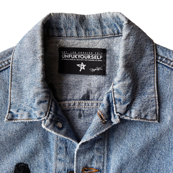 Filthy Glittering Soul Denim Jacket- Black Indigo