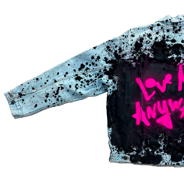 Love Me Anyways Handpainted Denim Jacket: Full Length