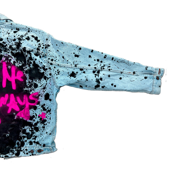 Love Me Anyways Handpainted Denim Jacket: Full Length