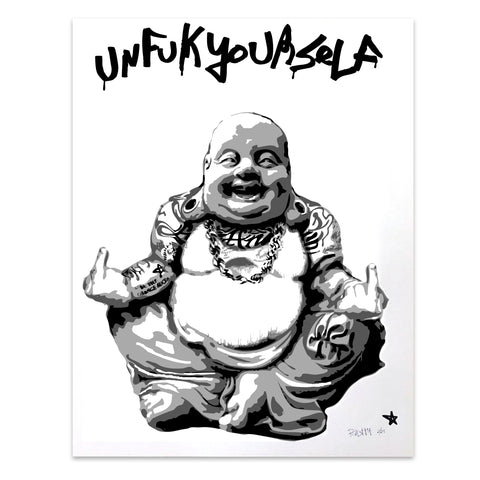 Gangsta Buddha Silk Screen 24 x 36