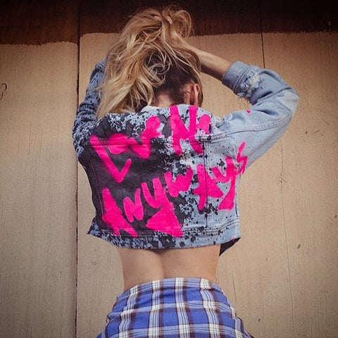 Love Me Anyways Handpainted Denim Jacket